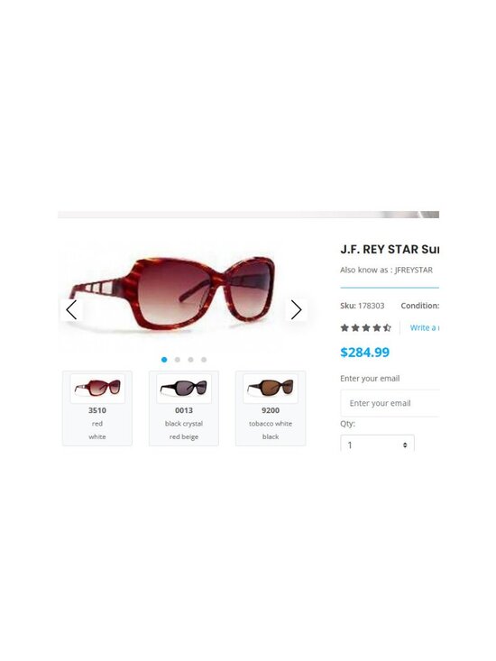 J.F. REY Star Sunglasses 3510 Red White Butterfly Retro Style Textured Temples. main image 11